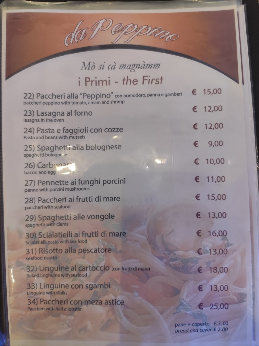 Antica Trattoria e Pizzeria da Peppino Menu - Image 2