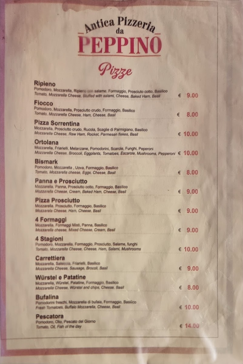 Antica Trattoria e Pizzeria da Peppino Menu - Image 6